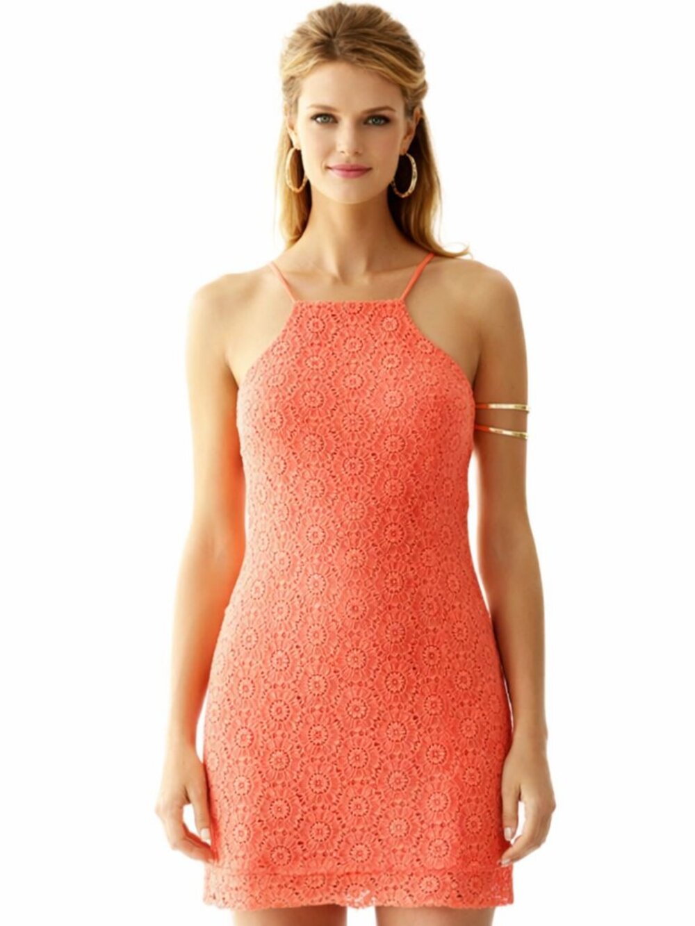 Lilly Pulitzer Costello Cut In Pucker Pink Coral Breakers Lace Shift Dress L